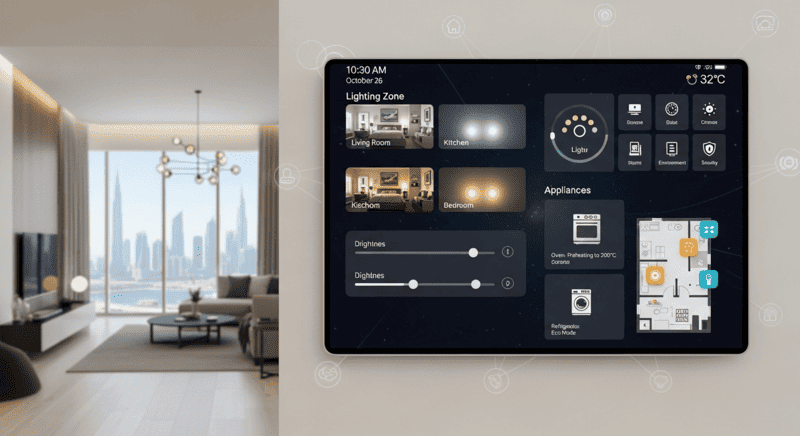 Smart home automation panel for electrical control in Dubai