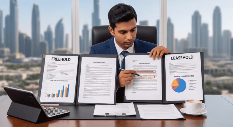 Investor comparing Dubai freehold and usufruct property ownership options