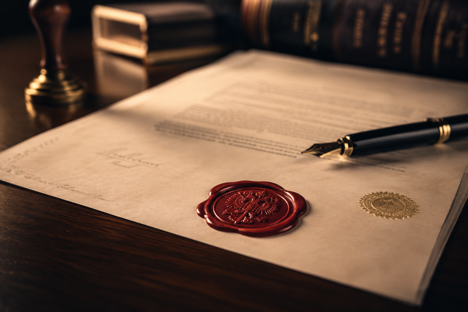 Legal will documents with official seal and stamp for DIFC registration