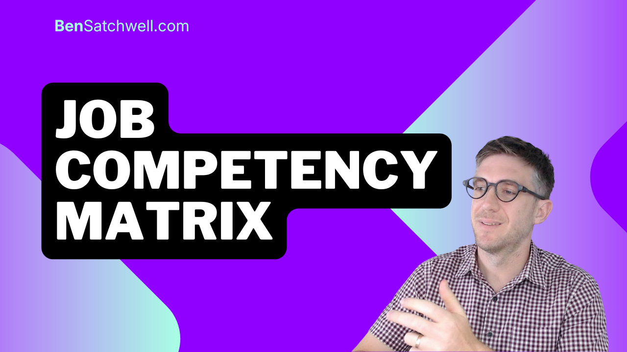 Job competency matrix diagram showing competencies mapped against role levels with proficiency requirements