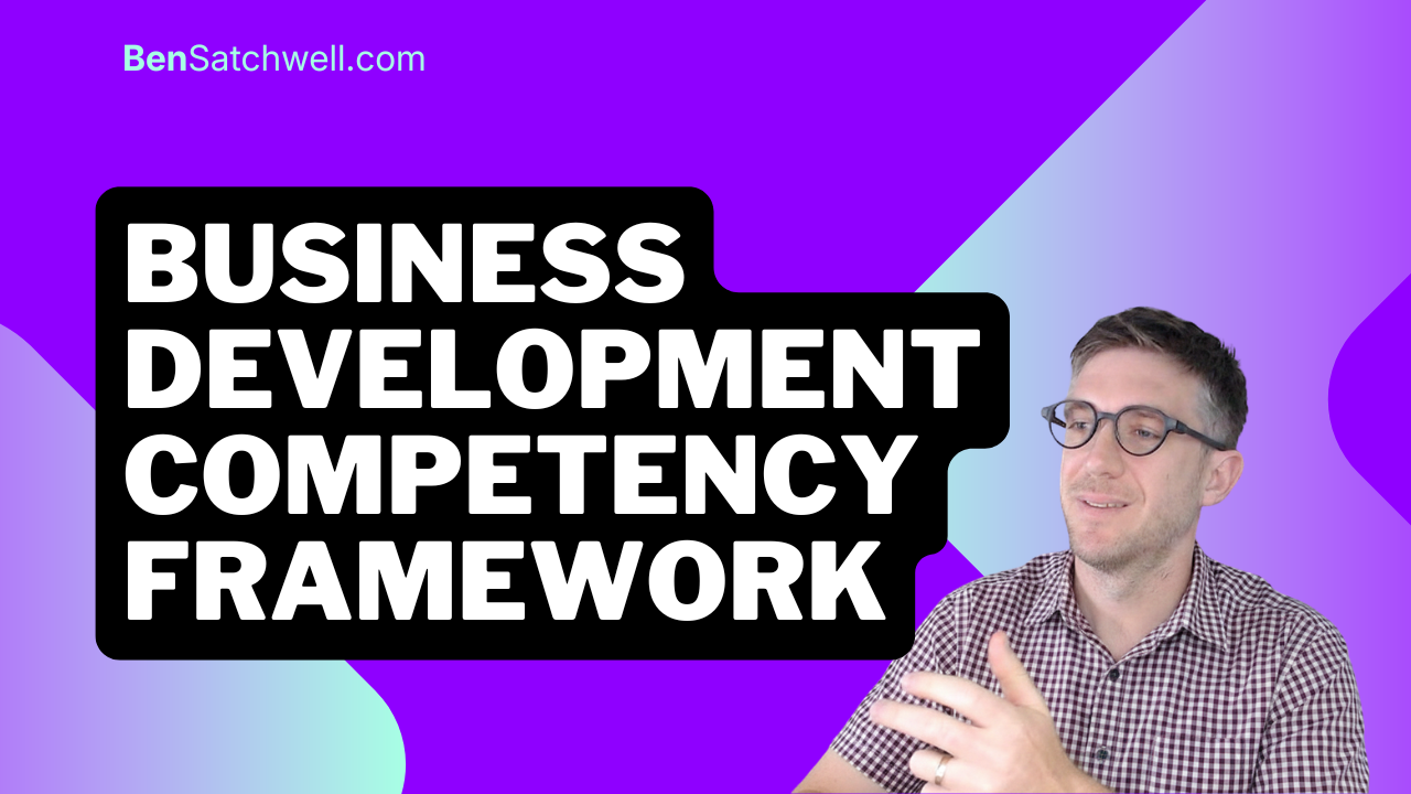 Business development competency framework diagram illustrating structure, proficiency levels and comparison with sales and leadership frameworks