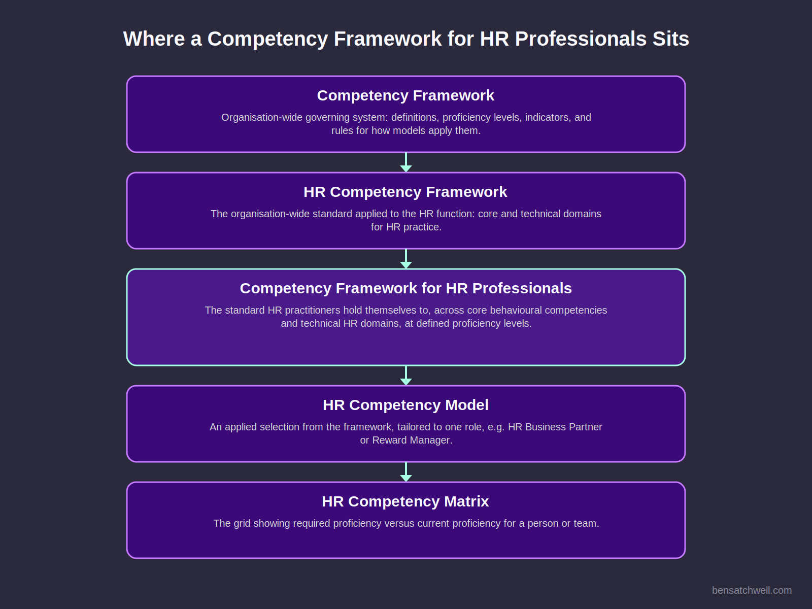 Competency framework for HR professionals structure diagram