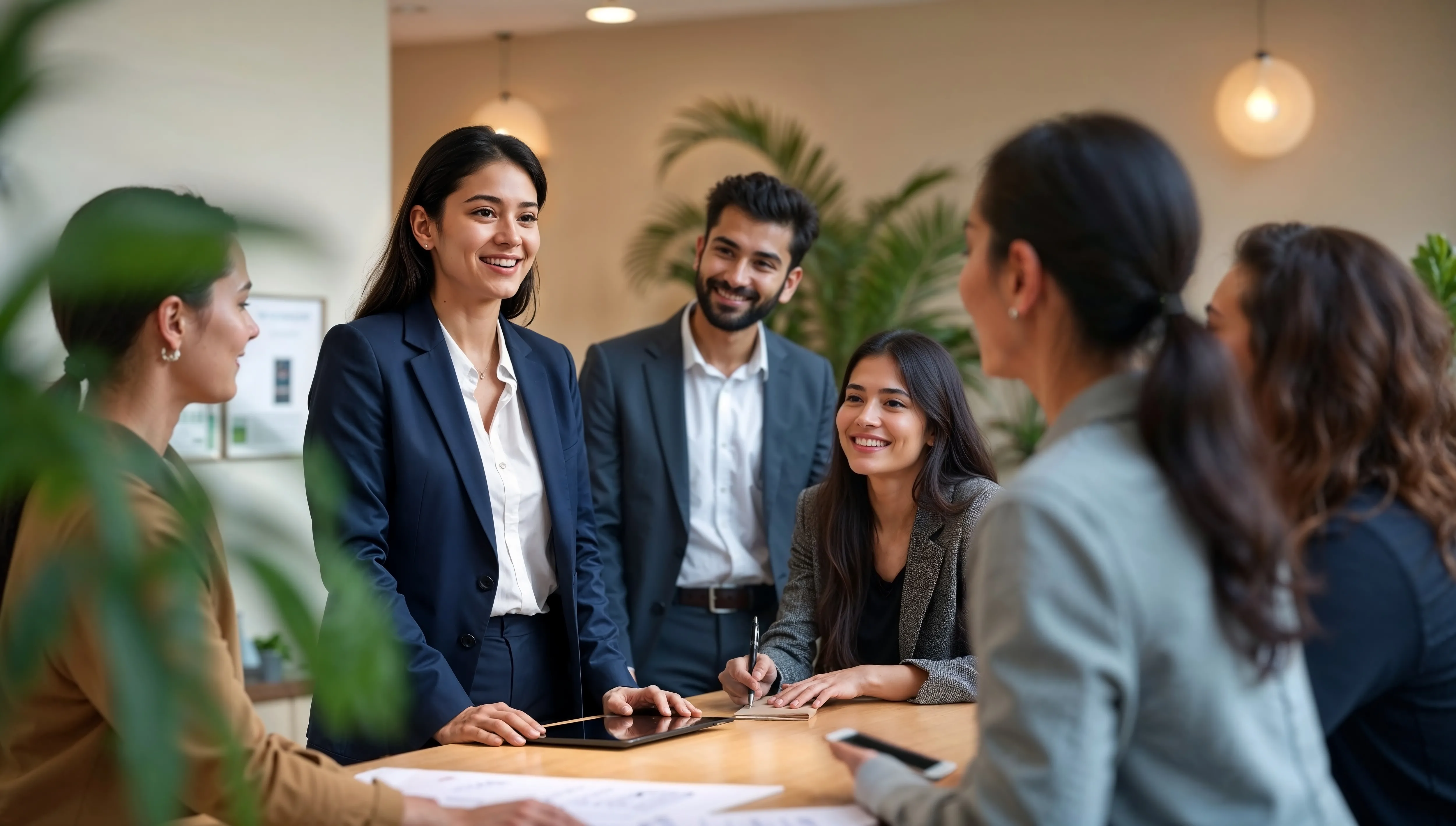Un groupe de personnes souriantes qui discutent