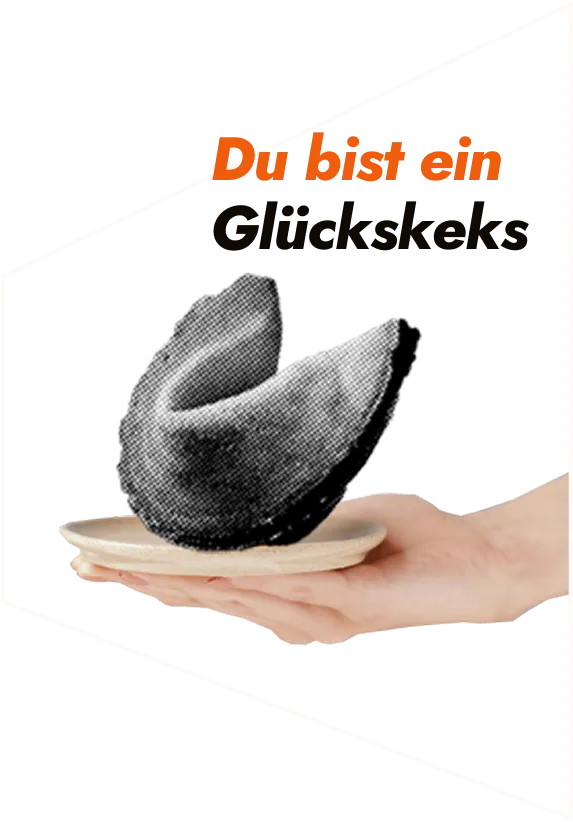 luck cookie presented on plate with a hand