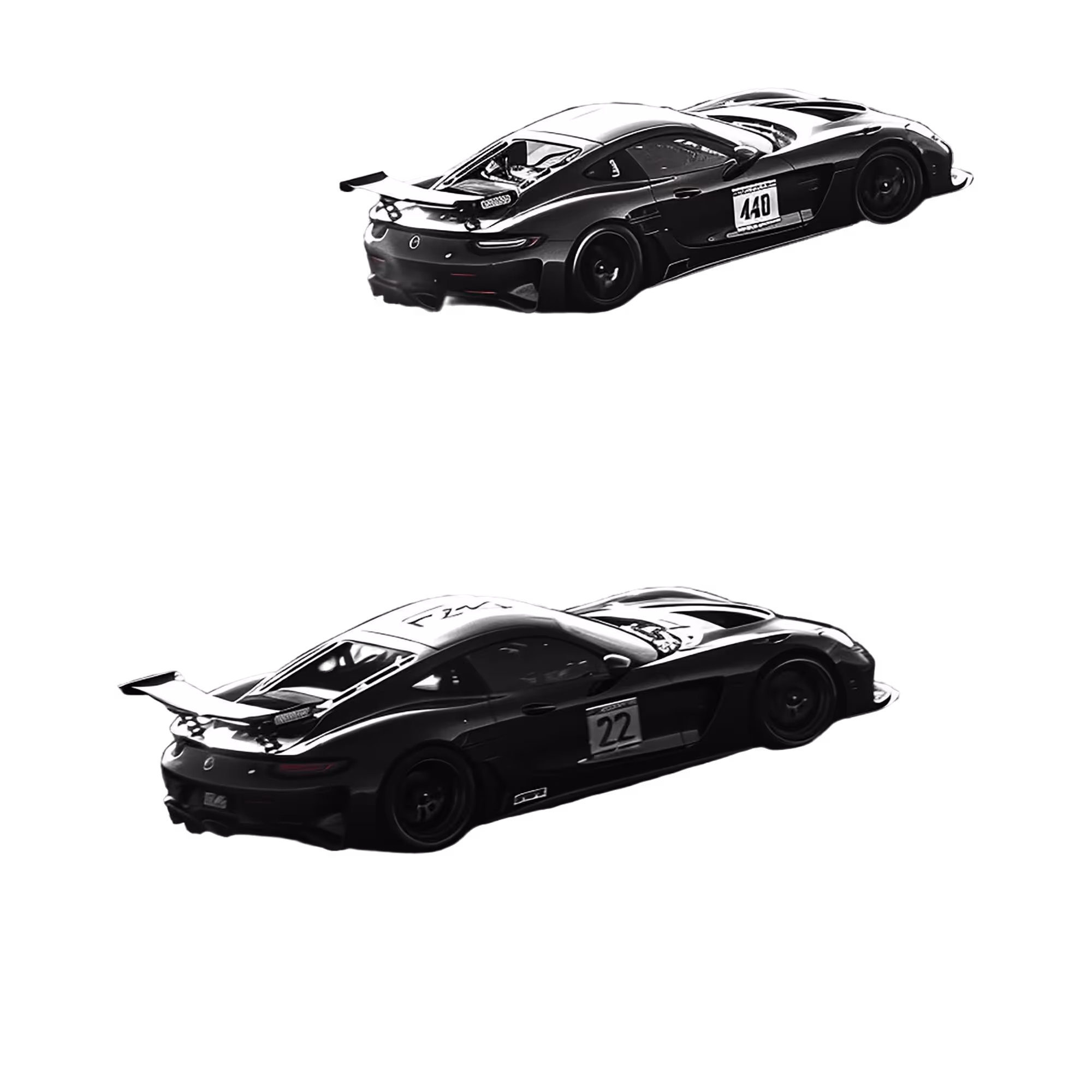 Two race cars representing Speed to Lead – reaching car dealership customers first with VisQuanta's Auto Master Suite