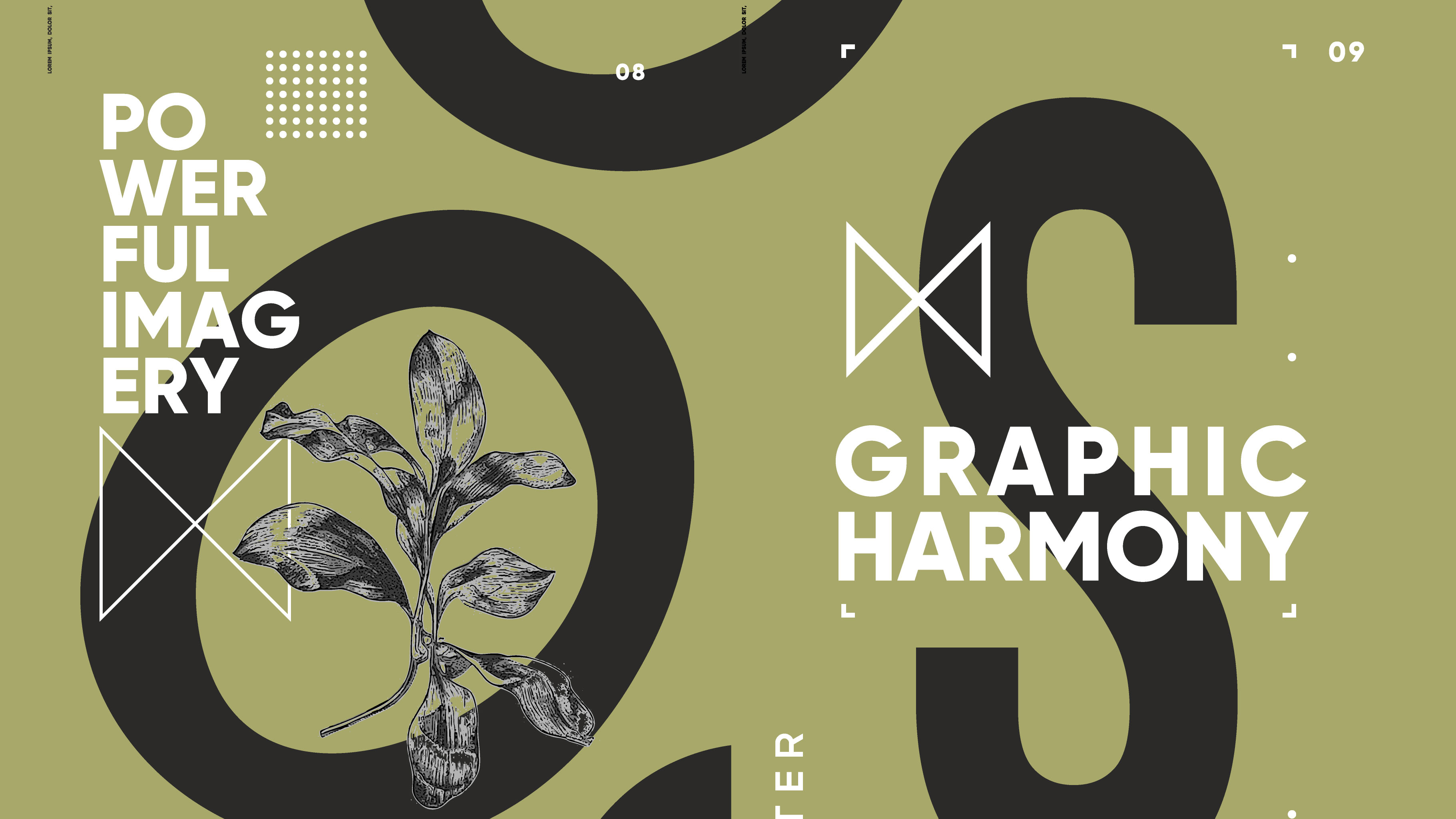 graphic showing graphic designs and the words "Powerful Imagery - Graphic Harmony"