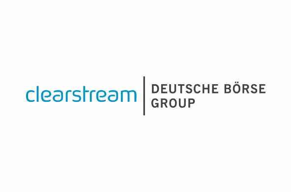 Clearstream logo with Deutsche Börse Group text separated by a vertical line on white background.