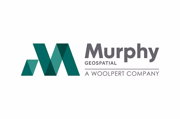 Logo for Murphy Geospatial, a Woolpert company, with stylized M design in green shades.
