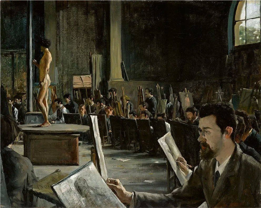 Split image of painting by bastien lepage