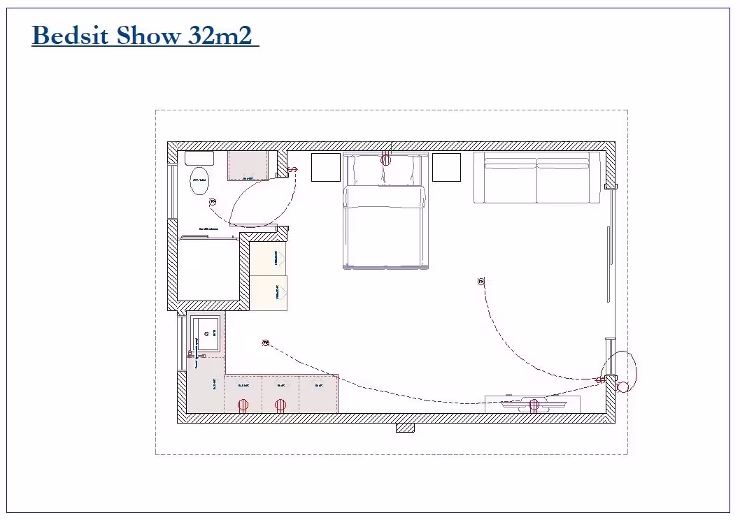 Bedsit Cottage (32m2) Floorplan