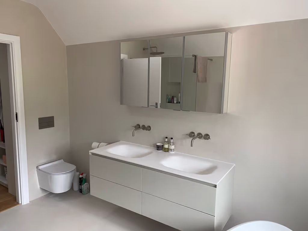 Elegant bathroom suite installed in a family home in Croydon, London.