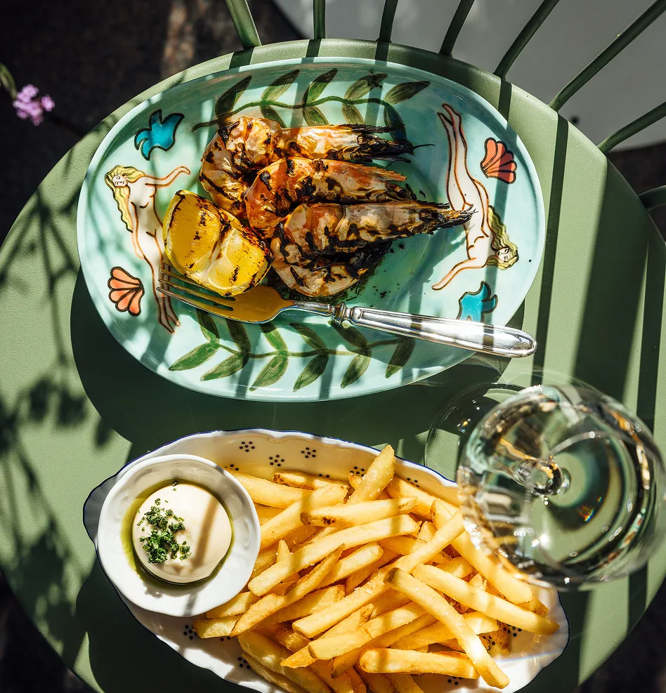 Rue Madame restaurant dinner table with food
