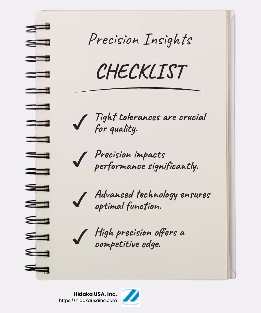High precision parts ensure reliability and safety in critical applications. - high precision parts manufacturing infographic checklist-notebook