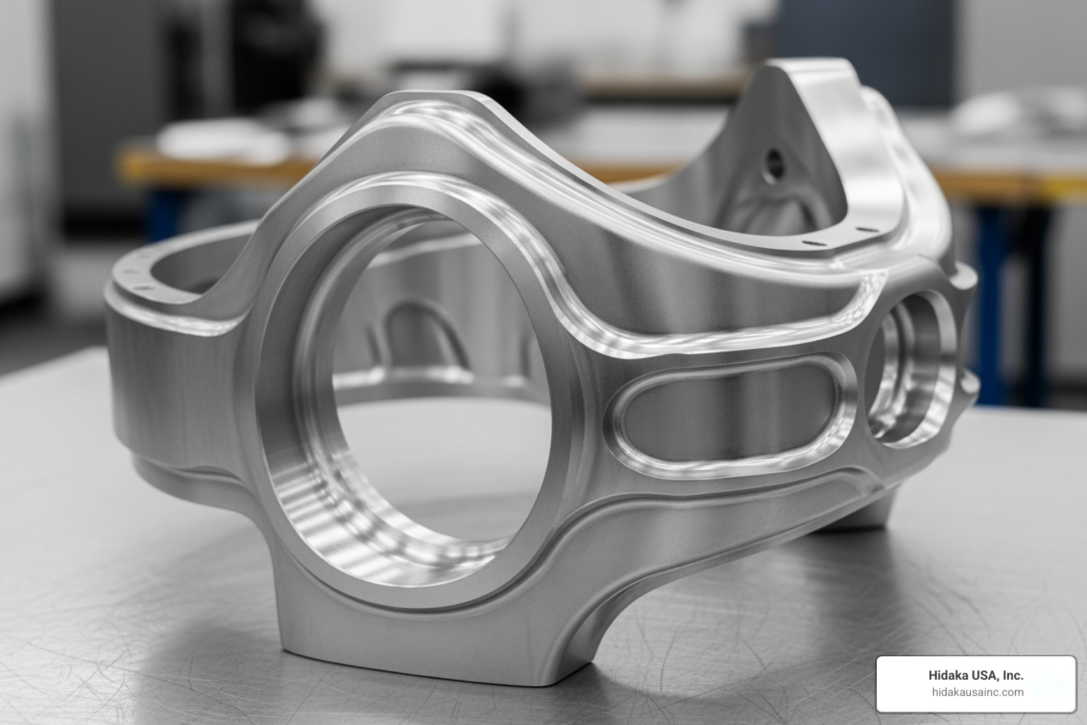 A complex 5-axis machined aerospace component featuring intricate undercuts and curved surfaces - rapid prototyping cnc machining