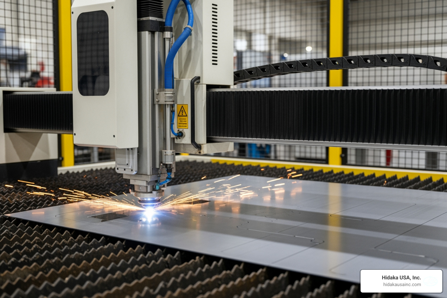 fiber laser cutting machine in action - prototype sheet metal fabrication