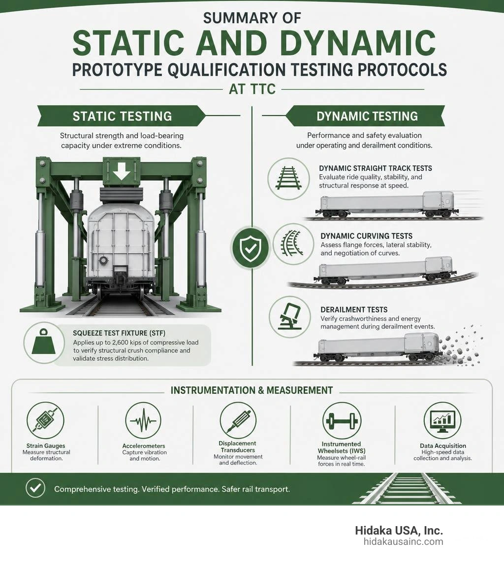 Summary of static and dynamic prototype qualification testing protocols at TTC infographic