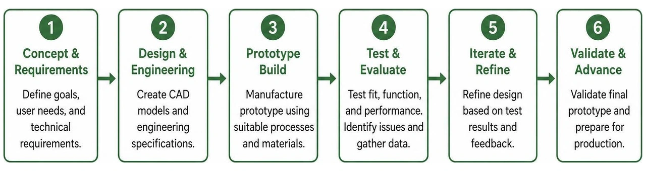 Prototype development lifecycle step-by-step sequence