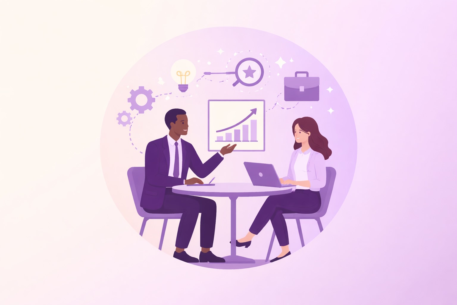 Team leader guiding employee career planning and skill development in a coaching session, highlighting Skill Up Leader leadership coaching for organizations.