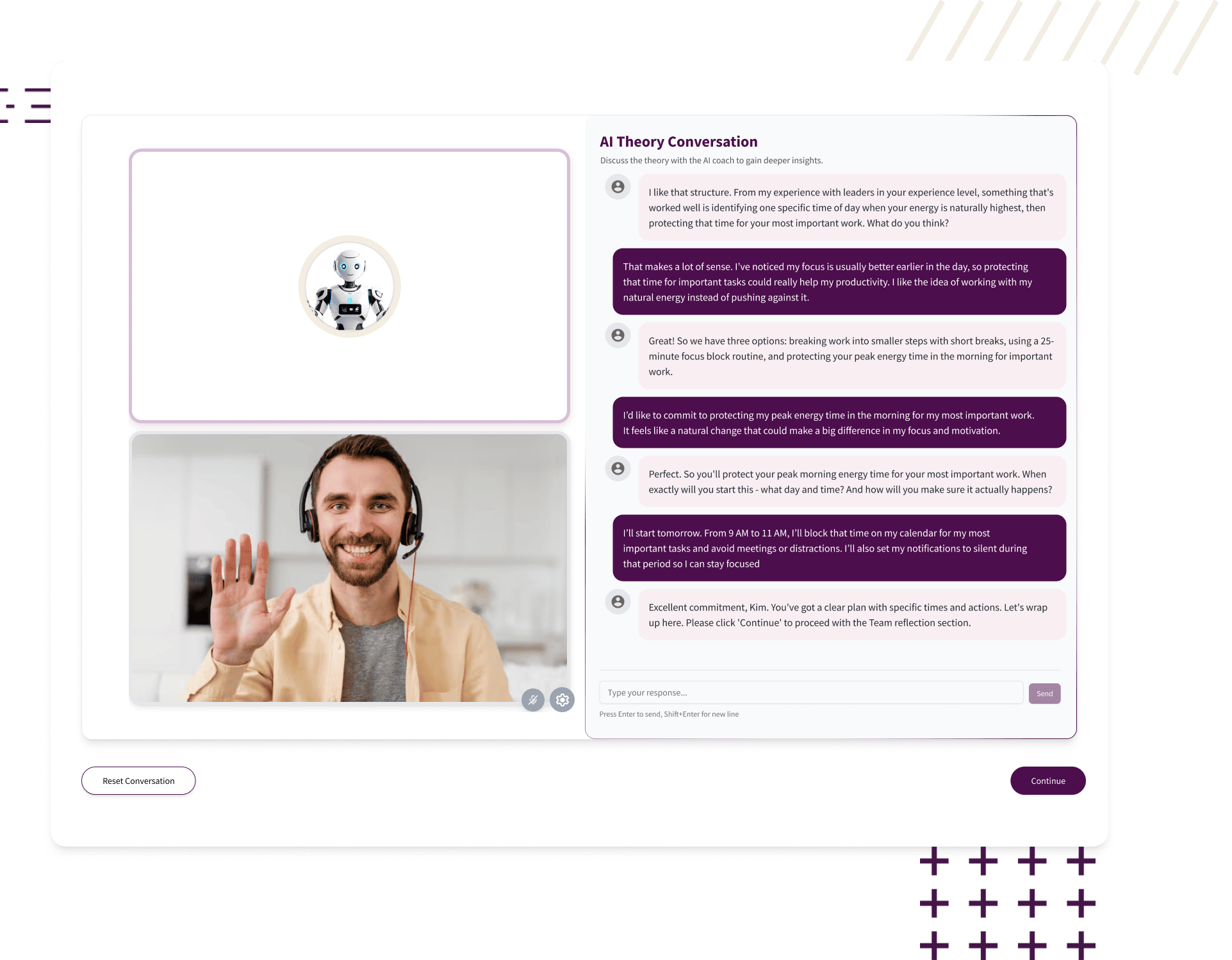 Skill Up Leader AI coaching session with theory conversation