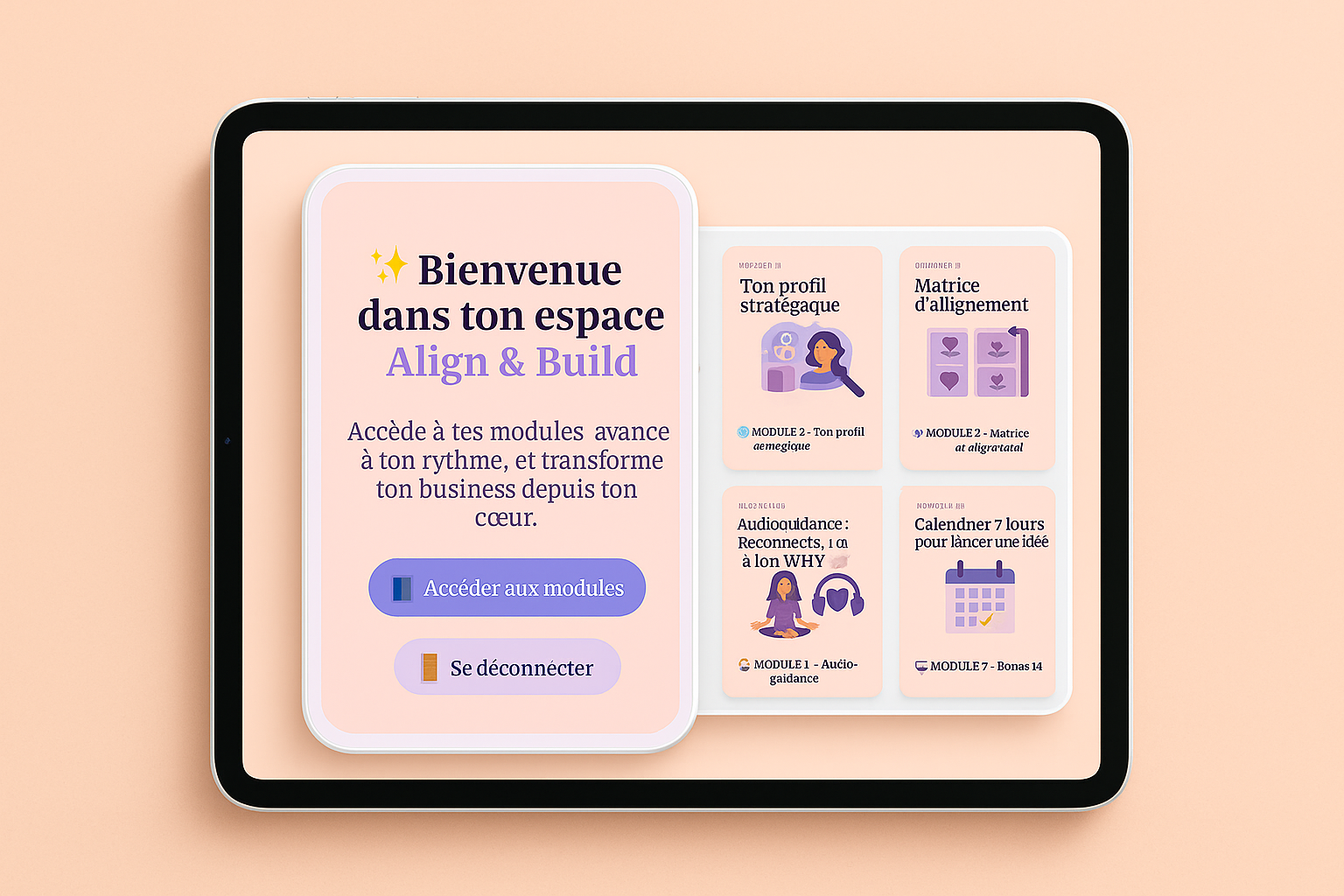 Mockup Align & Build - Modules visuels