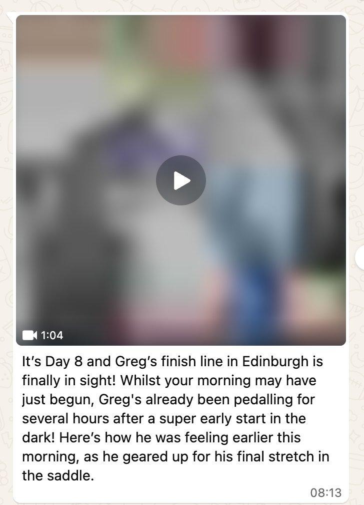 The final stretch. Supporters wake up to find Greg has already been pedalling for hours.