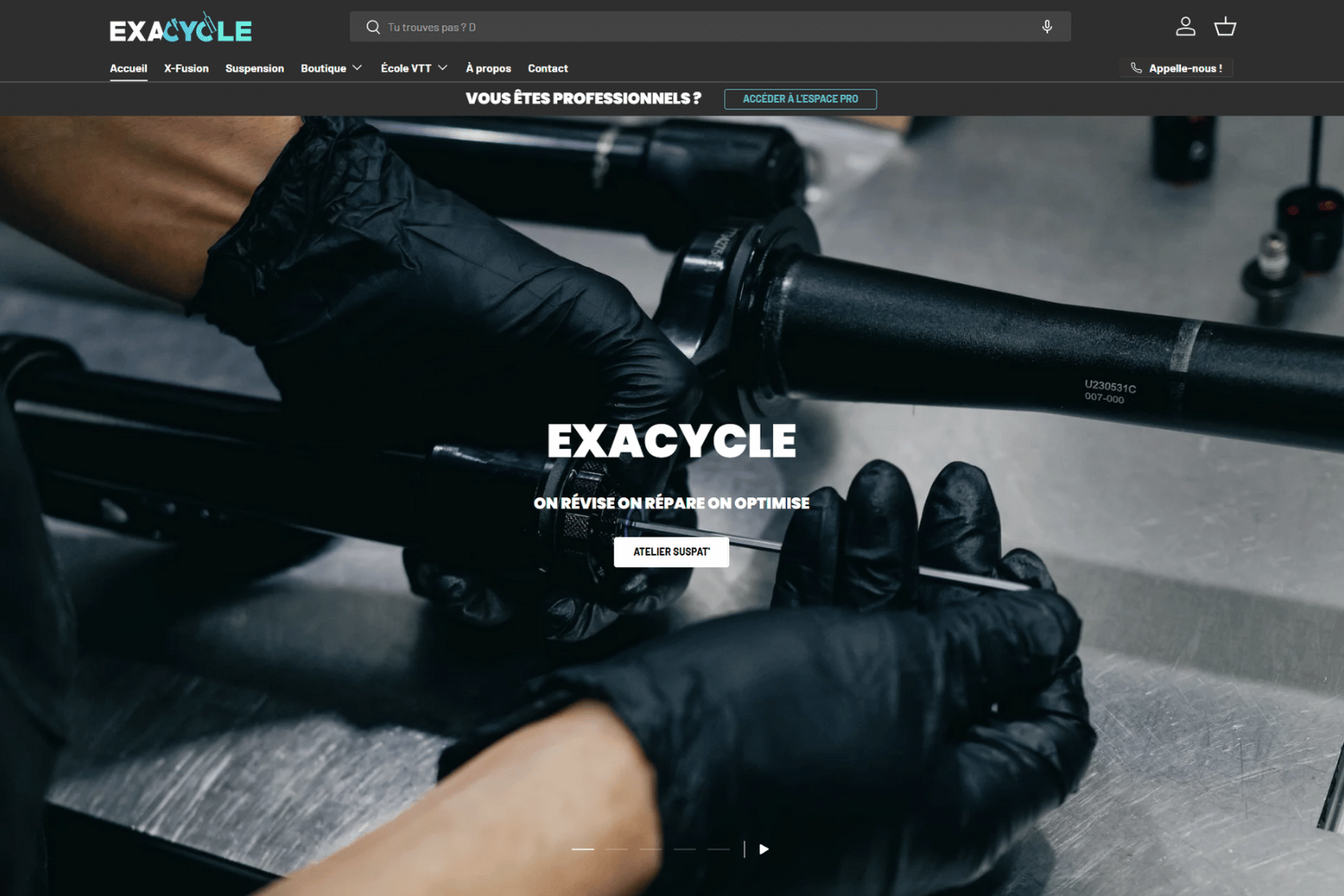 Capture d'écran du site internet Exacycle, refait par Owl Agency