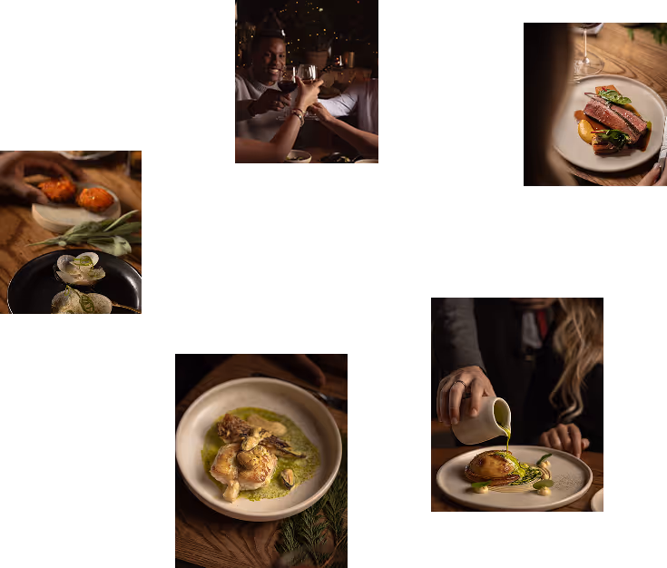 Christmas collage of festive dishes and dining moments, captured at Neighbourhood — a refined christmas restaurant kildare experience in County Kildare.