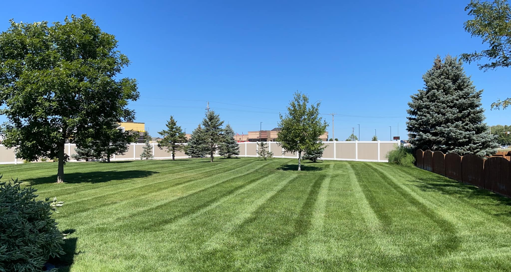 A beautifully maintained residential lawn by property care pros