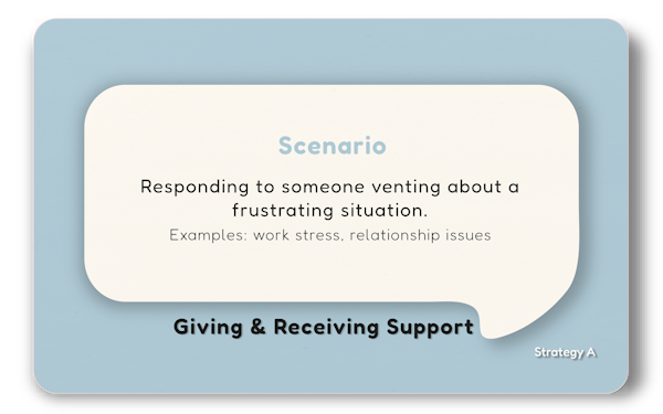 The front of the example flash card describing the scenario.