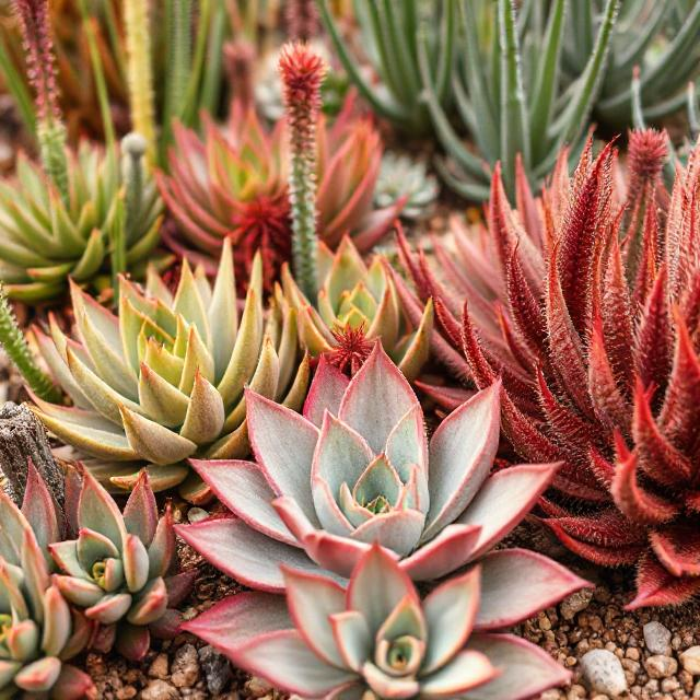 Close-up of succulents used as fire resistant plants in a zone 0 defensible space landscape
