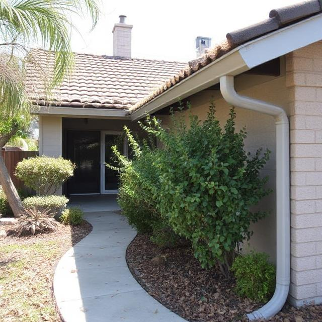 California home with gutters cleared and vegetation removed for ember safe zone 0 compliance