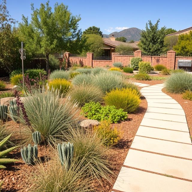 Sustainable zone 0 landscaping using native California plants and non-combustible pathways
