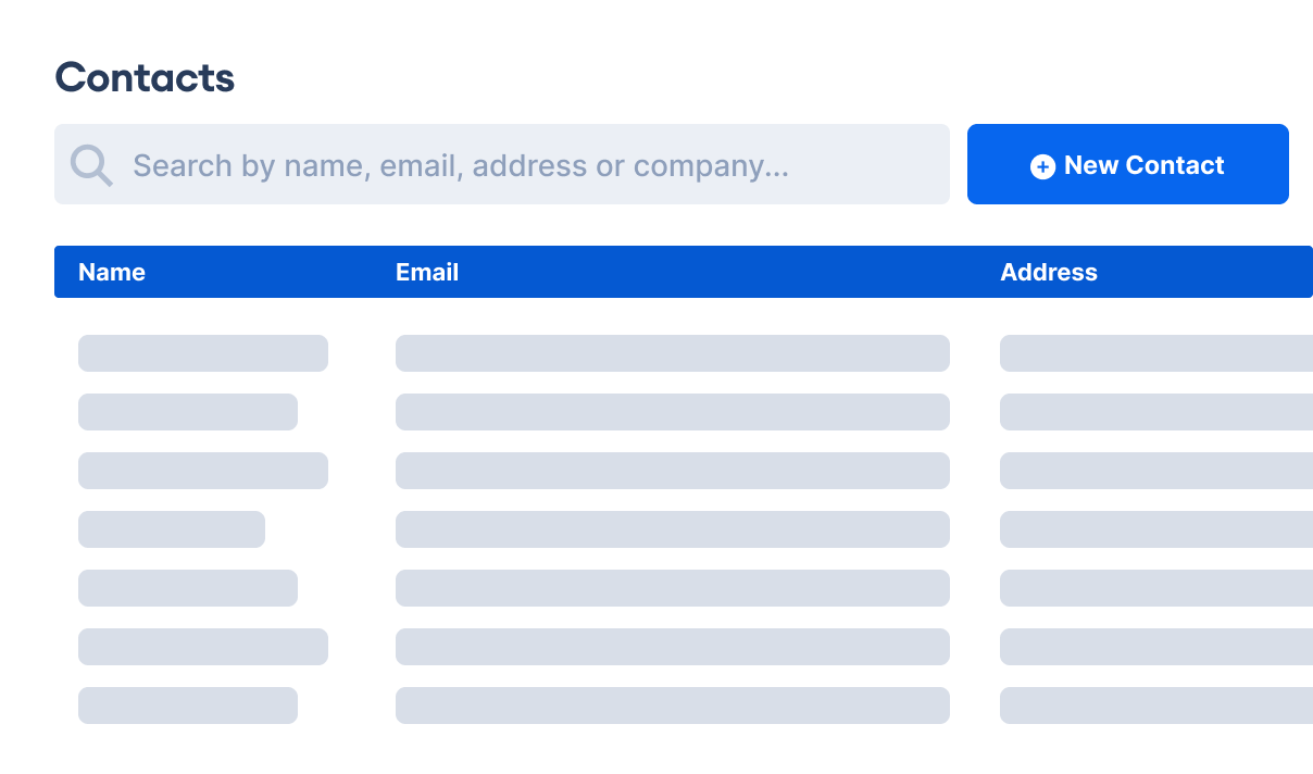 The contacts screen of PaintScout painting estimation software