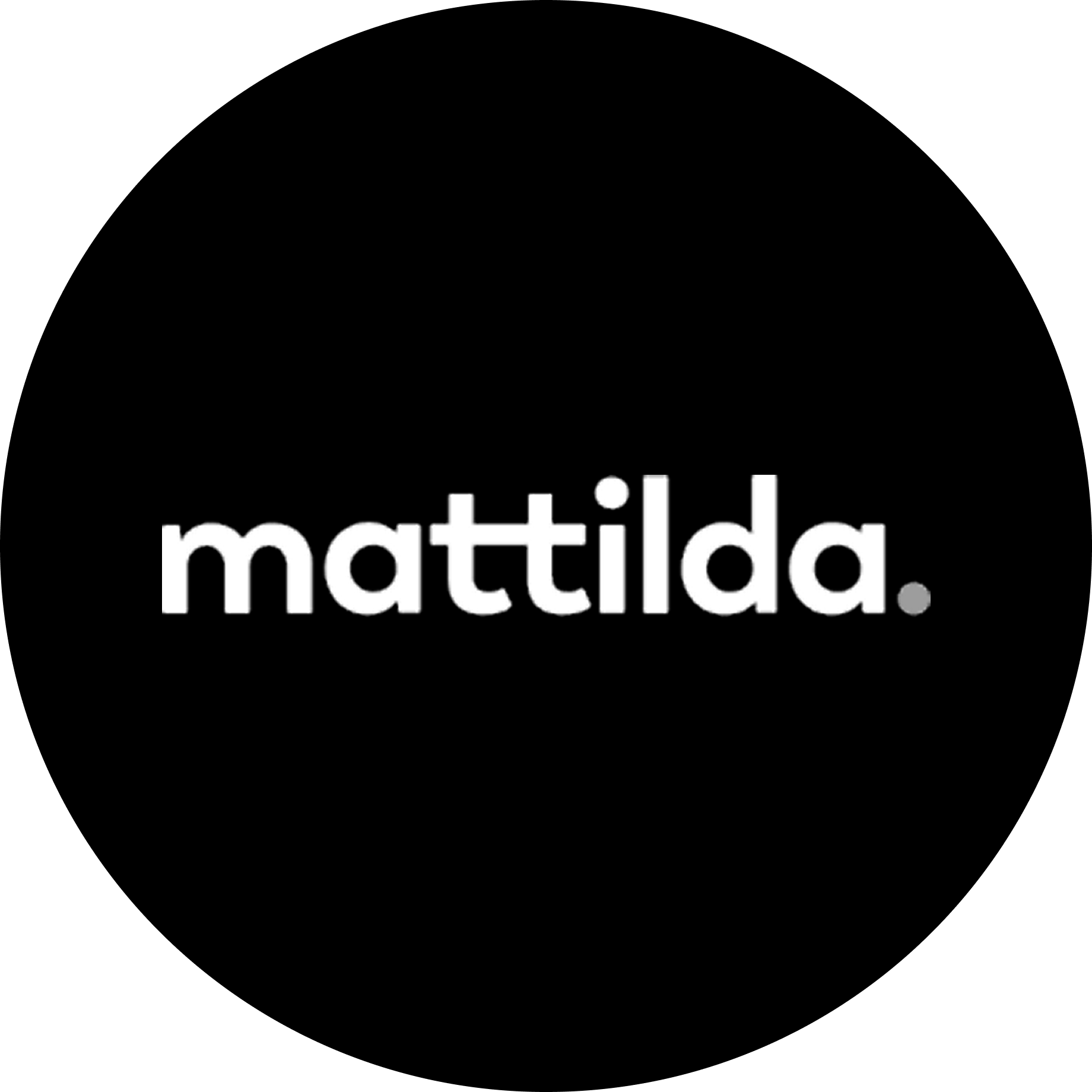 Mattilda brand name in lowercase white letters with an orange period at the end.