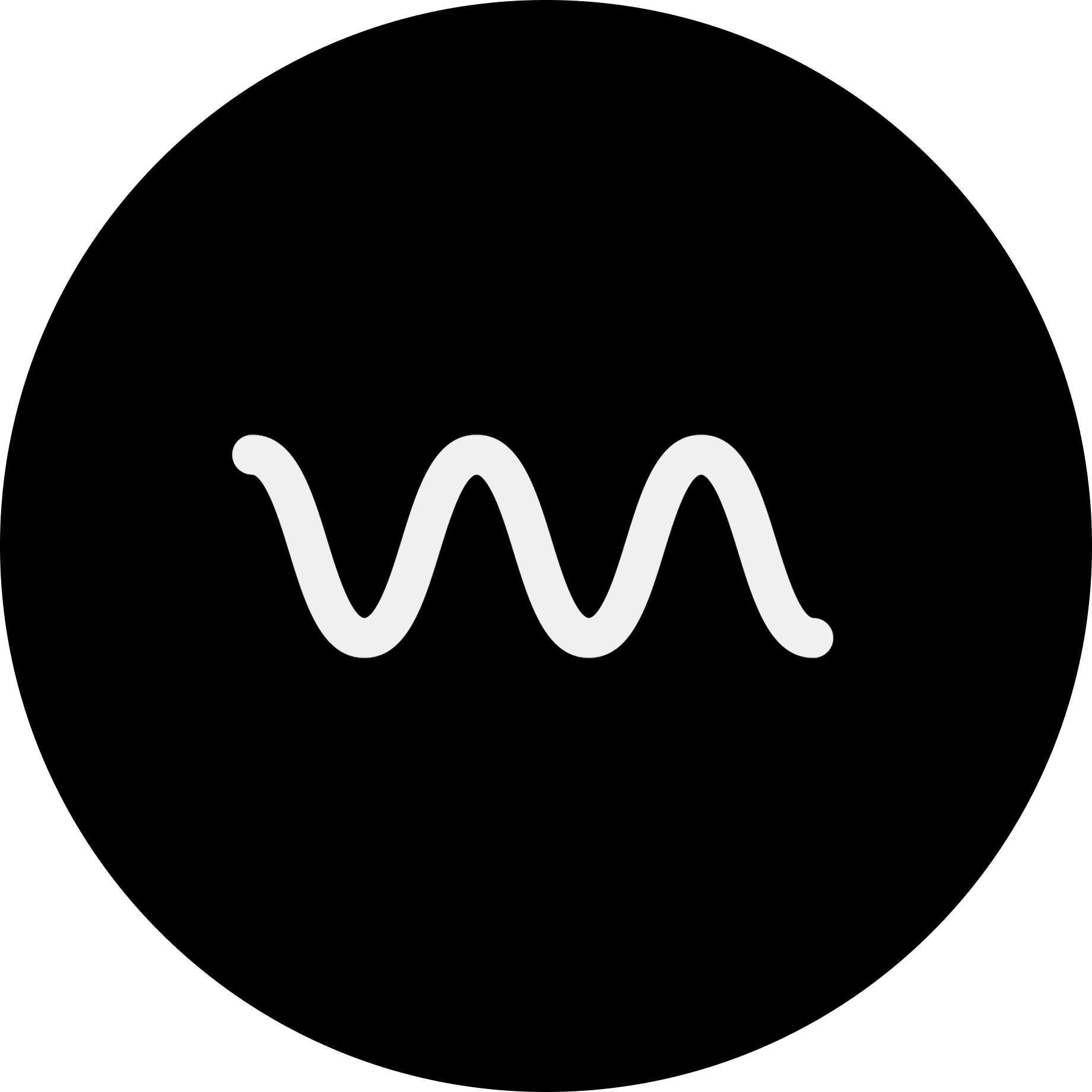 Simple white wavy line on a black circular background symbolizing a membrane or wave.