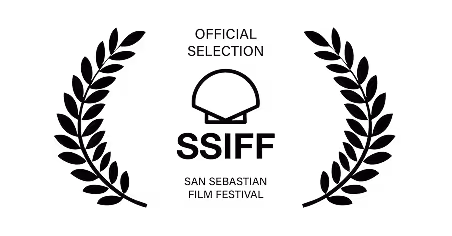 San Sebastian Film Festival Official Selection laurel with laurel branches and a shell icon in the center.