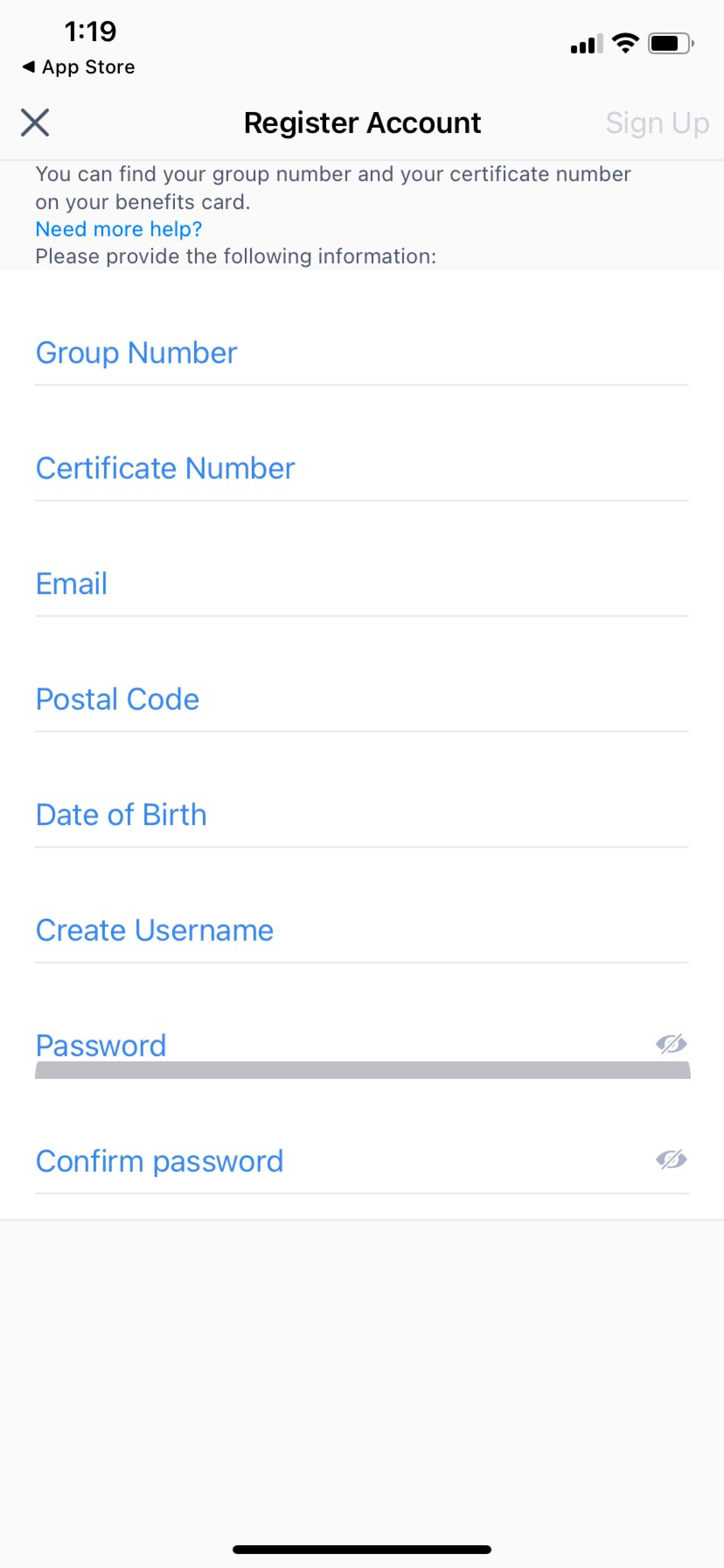 Image showing the registration screen.
