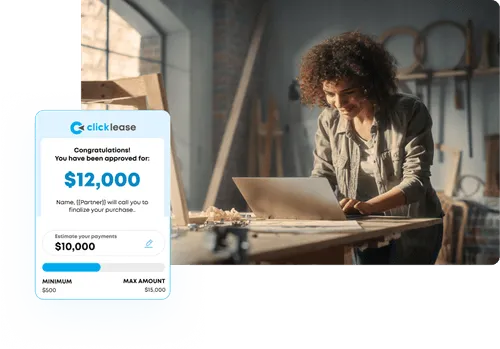 woodworker looking at her laptop