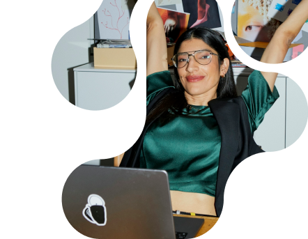 woman celebrating at work