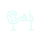man sitting back on desk icon