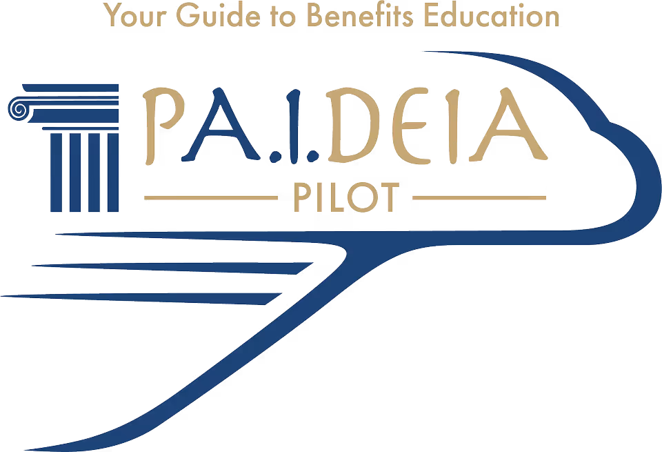 Paideia Pilot logo with a stylized blue column 