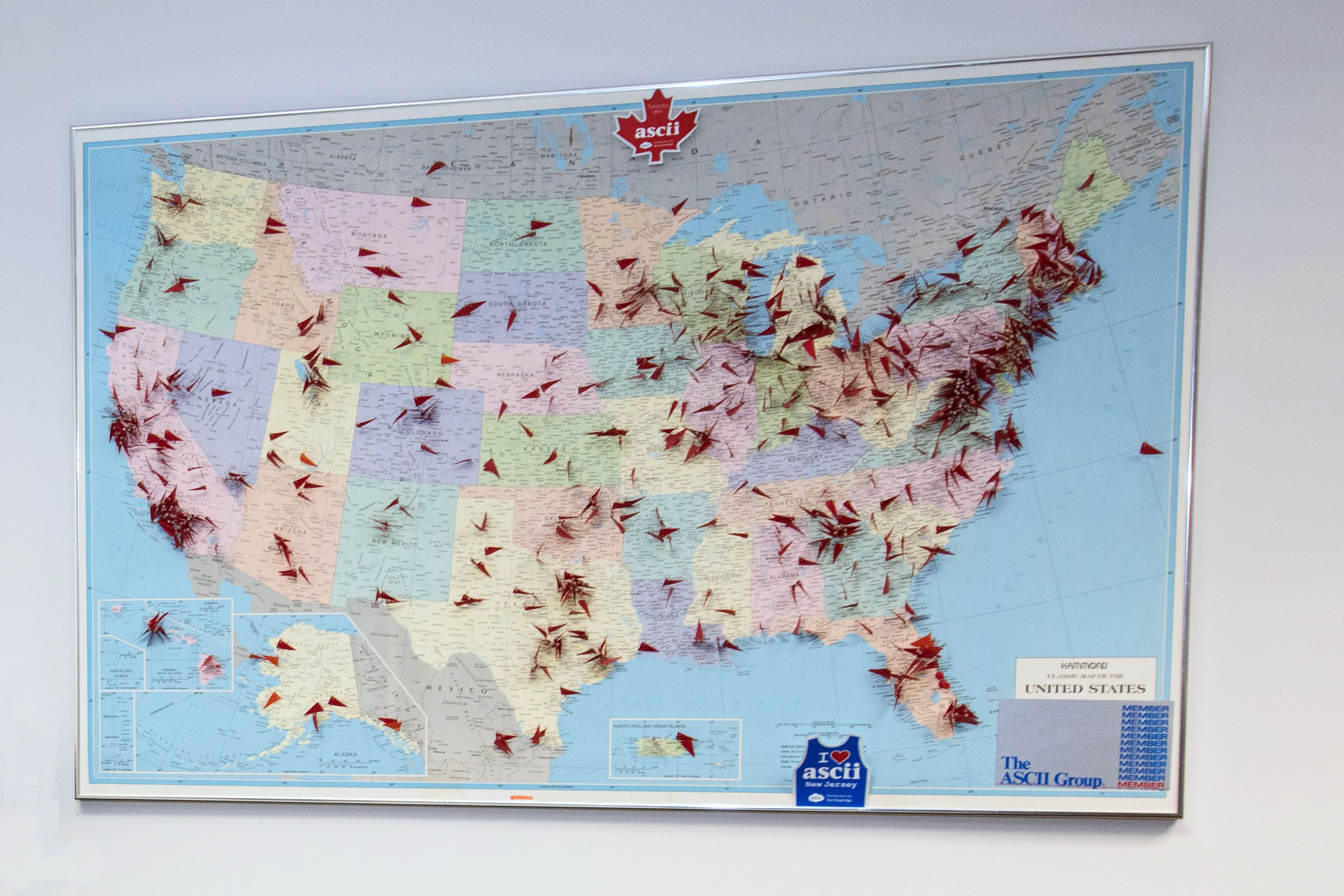 A map of the United States with red and white stars. - ASCII Group Images