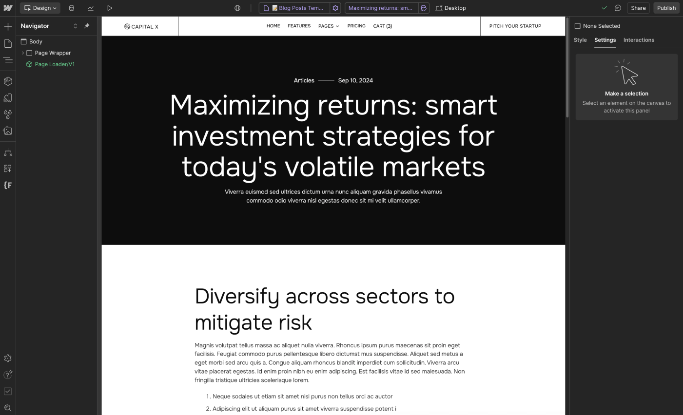 CMS Page - Capital Webflow Template | Brix Templates