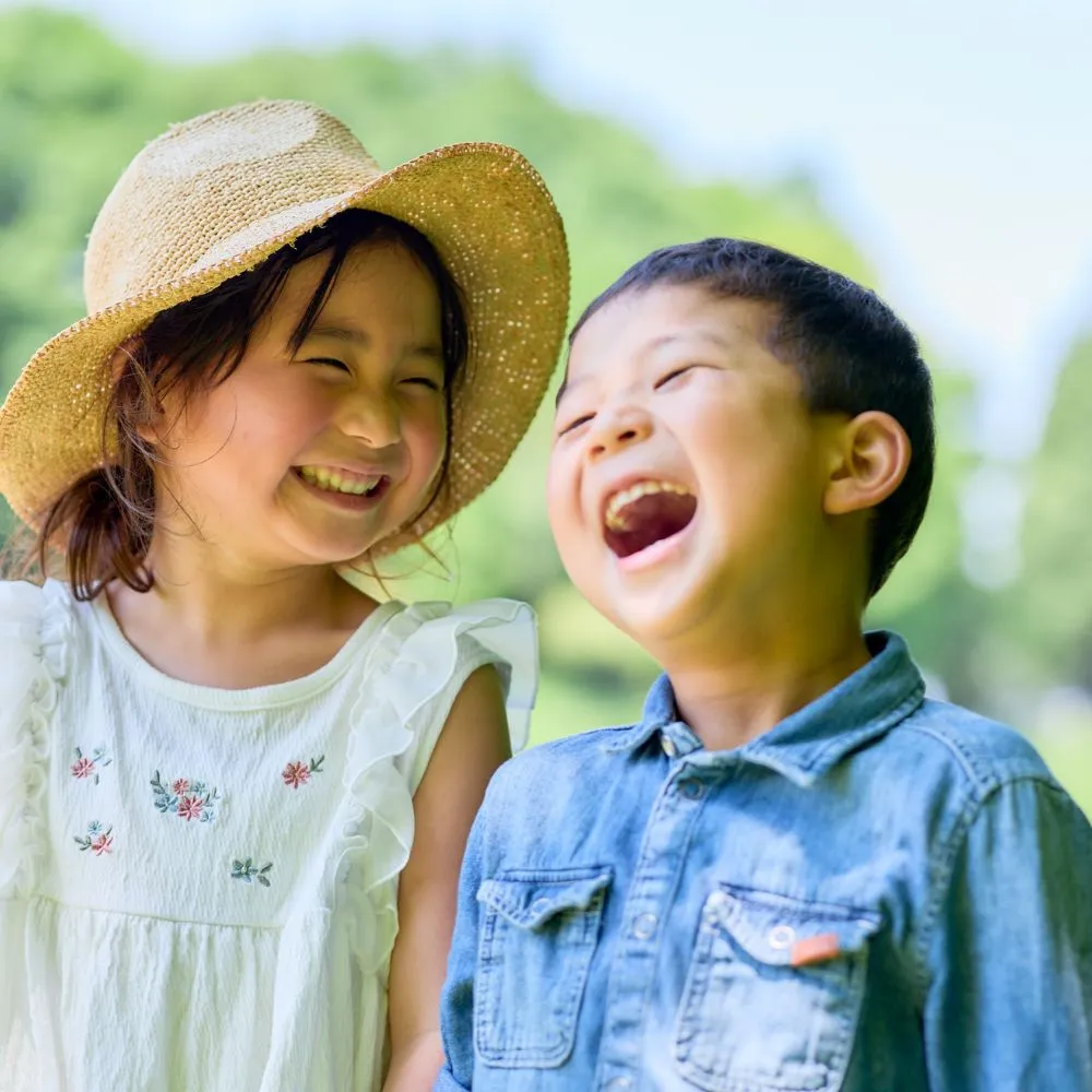 two kids laughing