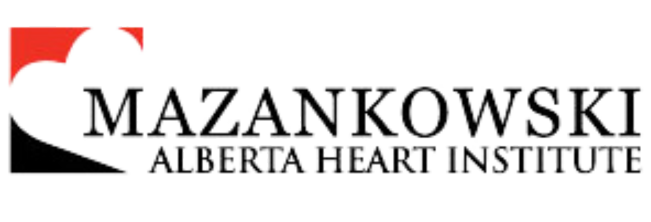 Mazankowski Alberta Heart Institute logo featuring a stylized red and black heart shape.