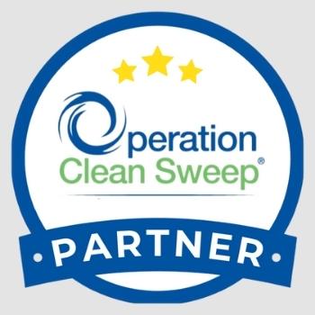 Operation Clean Sweep Partner badge with three yellow stars and blue circular border.