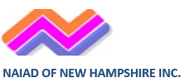 Logo of NAIAD of New Hampshire Inc. featuring a stylized geometric design with orange, pink, and purple lines.