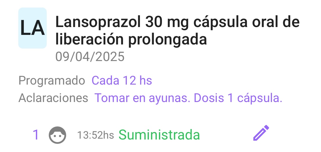 Pantalla de diario de medicamentos Reki