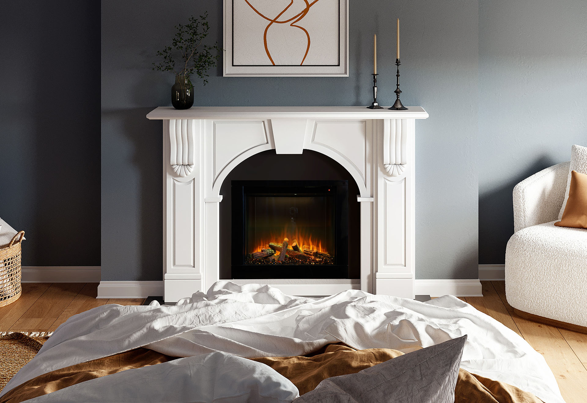 Ambe Square30 Electric Fireplace Retrofit Bedroom install 