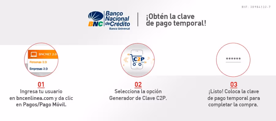 Como obtener clave temporal de Banco Nacional de Crédito